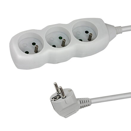 Prodlužovací šňůra 230V CEE7 (vidlice)-zásuvka 3x, 1,5m, VDE approved, bílá ELK203W