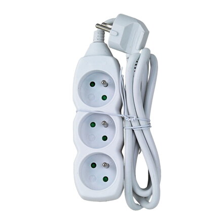 Prodlužovací šňůra 230V CEE7 (vidlice)-zásuvka 3x, 1,5m, VDE approved, bílá ELK203W