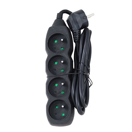 Prodlužovací šňůra 230V CEE7 (vidlice)-zásuvka 4x, 1,5m, VDE approved, černá ELK205K