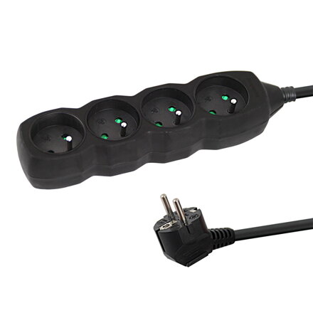Prodlužovací šňůra 230V CEE7 (vidlice)-zásuvka 4x, 3m, VDE approved, černá ELK206K