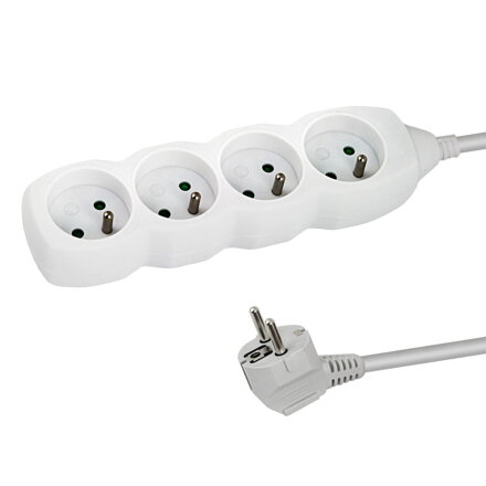 Prodlužovací šňůra 230V CEE7 (vidlice)-zásuvka 4x, 3m, VDE approved, bílá ELK206W