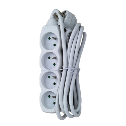 Prodlužovací šňůra 230V CEE7 (vidlice)-zásuvka 4x, 3m, VDE approved, bílá ELK206W