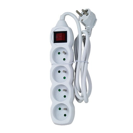Prodlužovací šňůra s vypínačem 230V CEE7 (vidlice)-zásuvka 4x, 1,5m, VDE approved, bílá ELK212W