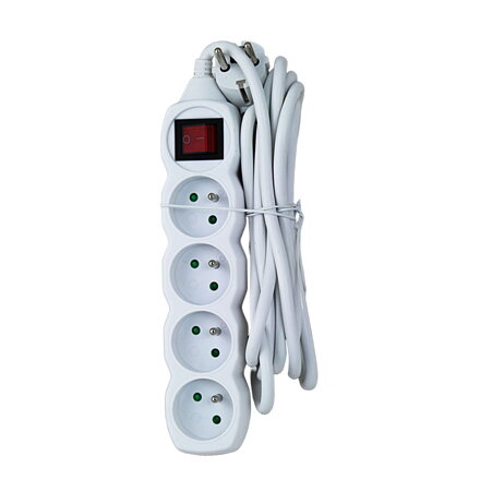 Prodlužovací šňůra s vypínačem 230V CEE7 (vidlice)-zásuvka 4x, 3m, VDE approved, bílá ELK213W
