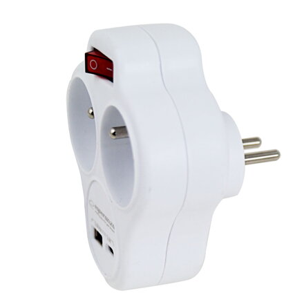 Rozbočovací zásuvka 2x 240V 16A USB-A, USB-C, 2,4A, bílá Esperanza ELK311W