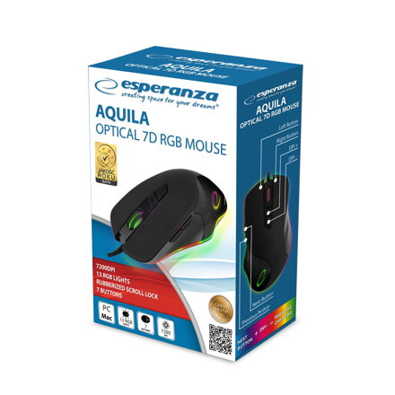 Optická myš Esperanza RGB EM132 7D AQUILA , 2.4GHz