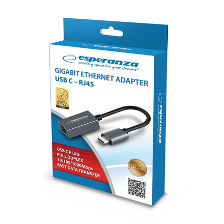 GIGABIT ETHERNET 1000 MBPS ADAPTER USB C-RJ45 Esperanza ENA102