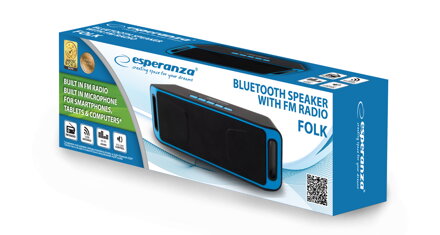 Přenosný Bluetooth reproduktor Esperanza EP126KB FOLK, FM radio - černo-modrý