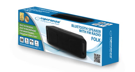 Přenosný Bluetooth reproduktor Esperanza EP126KK FOLK, FM radio - černý
