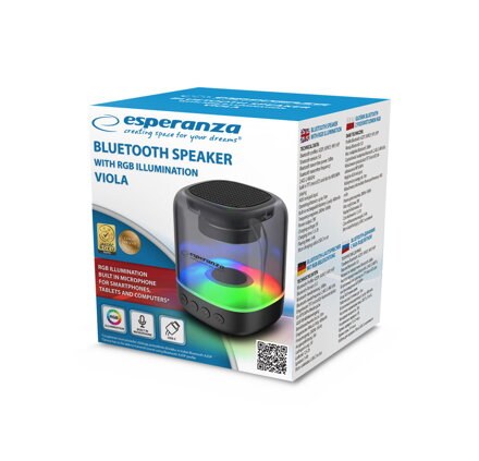 Přenosný Bluetooth RGB FM reproduktor Esperanza EP154 VIOLA