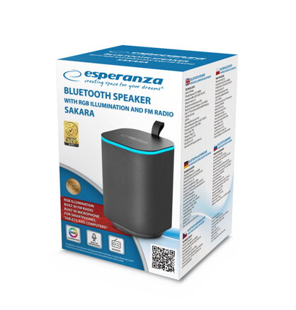 Přenosný Bluetooth RGB FM reproduktor Esperanza EP155 SAKARA