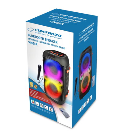 Přenosný Karaoe Bluetooth RGB FM reproduktor Esperanza EP156 SINGER