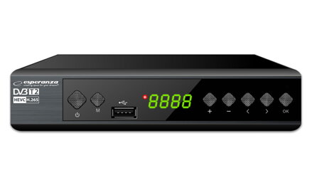 Přijímač (Set-Top-Box) DVB-T2 H.265/HEVC DIGITAL TERRESTRIAL TV RECEIVER ESPERANZA EV111R