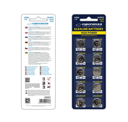 Alkalická knoflíková baterie Esperanza LR54,AG10 1,5V 10pack - EZB105