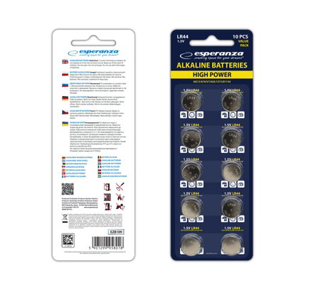 Alkalická knoflíková baterie Esperanza LR44,AG13 1,5V 10pack - EZB109