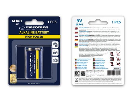 Baterie alkalická 9V LR22 Esperanza EZB110