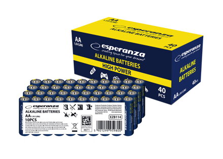 Alkalické baterie Esperanza EZB114 AA 1,5V - cena za 10ks baterií