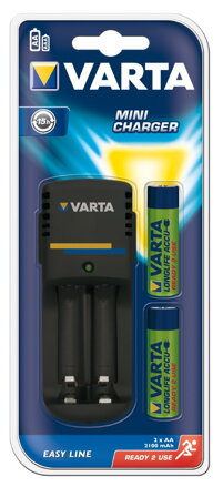 Nabíječka VARTA mini charger + 2x 1600 mAh R2U