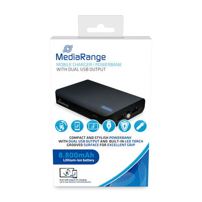 Power Bank Mediarange 8.800mAh Li-ion, 5V, 2x USB-A, MR752