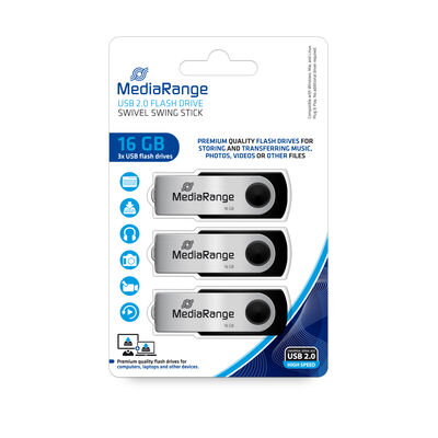 USB Flash 16GB 2.0 Mediarange 3-pack MR910-3