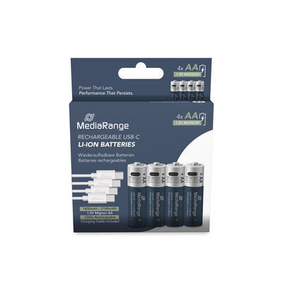 Nabíjecí baterie MediaRange USB-C Li-Ion, AA I 1.5V I 1400mAh, 4-Pack MRBAT161
