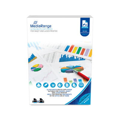 Xerografický papír Mediarange A4, 80 g/m2, bílý, 500 listů, vhodný pro Ink+Laser MRINK110
