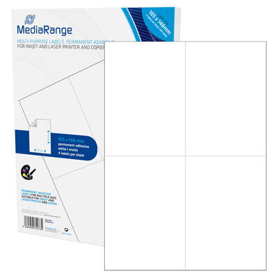 Samolepící etikety Mediarange MRINK143 105x148mm, 4ks, bílé, 200 etiket