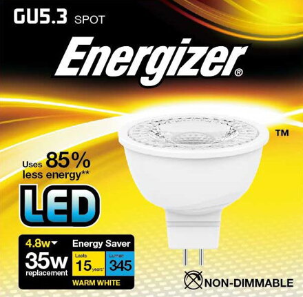 ENERGIZER LED ŽÁROVKA GU5,3 4,8W ( EQ 50W ) ,NAPĚTÍ 12V, S8832, TEPLÁ BÍLÁ