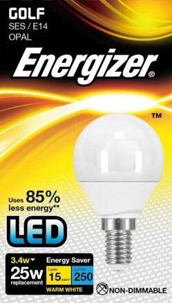 ENERGIZER LED ŽÁROVKA GLOBE 3,4W ( EQ 25W ) E14, S8837, TEPLÁ BÍLÁ