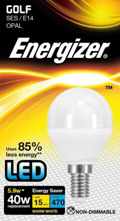 ENERGIZER LED ŽÁROVKA GLOBE 5,9W ( EQ 40W ) E14, S8841, TEPLÁ BÍLÁ