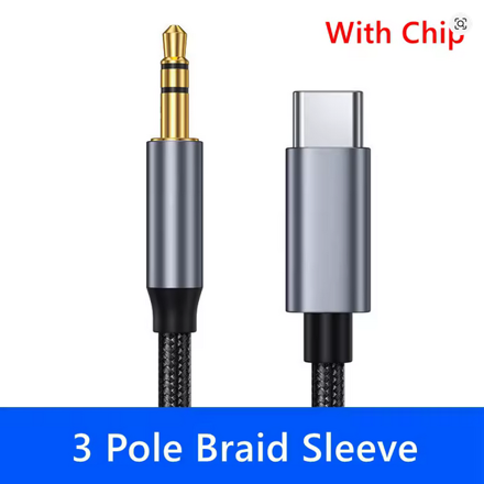 Kabel AUX USB C na 3,5 mm jack pro audio připojení s reproduktory v autě pro Android s portem typu C, 3-pól 0,2m