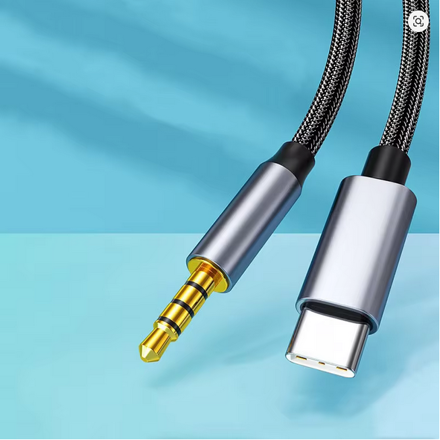 Kabel AUX USB C na 3,5 mm jack pro audio připojení s reproduktory v autě pro Android s portem typu C, 4-pól 0,2m