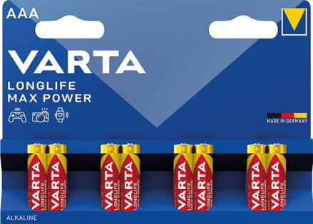 Baterie VARTA LONGLIFE Max Power 1,5V LR03 AAA alkalická - blister - cena za 8ks