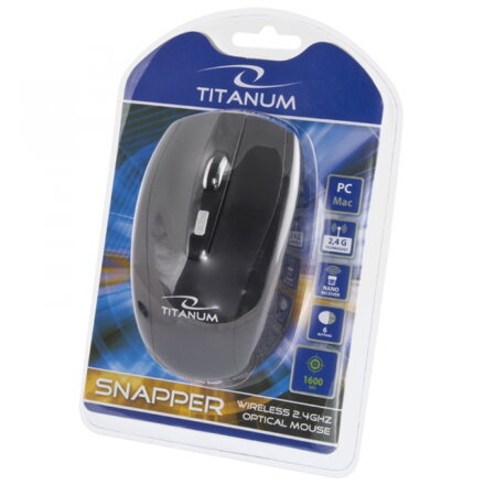 Bezdrátová optická myš Titanum SNAPPER TM105K 1600 DPI, 2.4GHz, USB, černá