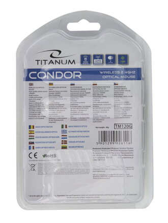 Bezdrátová optická myš Esperanza TM120G CONDOR 1000 DPI, 2.4GHz, USB, zelená