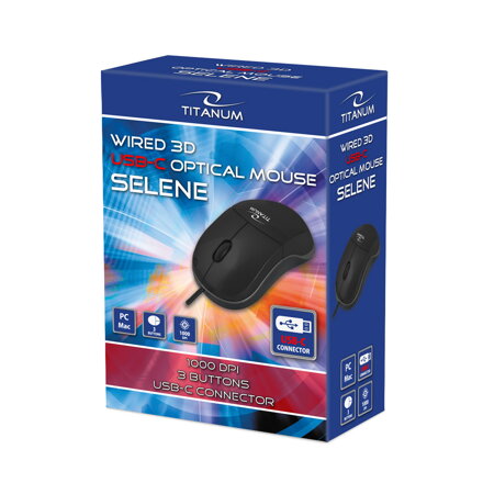 Optická myš TITANUM SELENE TM124K 1000 DPI, USB-C, černá