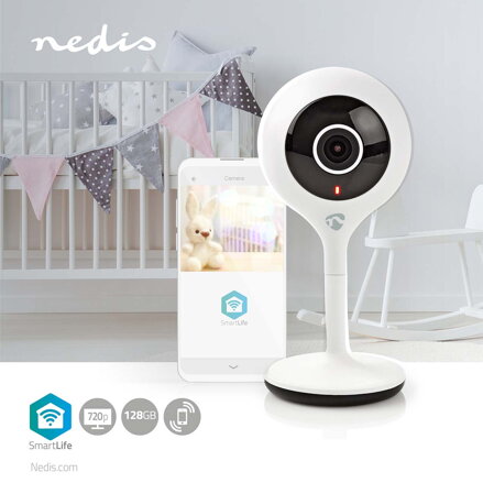SmartLife Vnitřní Kamera NEDIS Wi-Fi | HD 720p | Cloud / Micro SD | Noční vidění | Android™ / IOS | Bílá