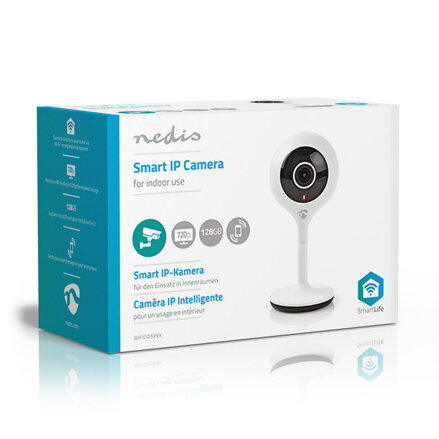 SmartLife Vnitřní Kamera NEDIS Wi-Fi | HD 720p | Cloud / Micro SD | Noční vidění | Android™ / IOS | Bílá