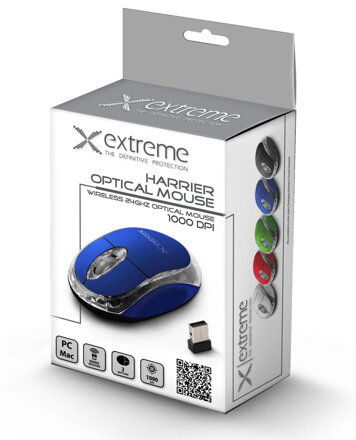 Bezdrátová optická myš Extreme XM105B HARRIER 3D 1000 DPI, 2.4GHz, USB, modrá