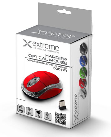 Bezdrátová optická myš Extreme XM105R HARRIER 3D 1000 DPI, 2.4GHz, USB, červená