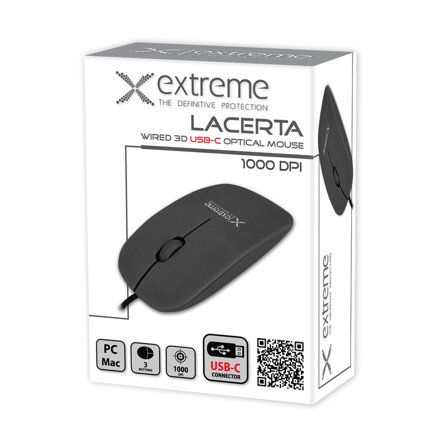 Optická myš 3D EXTREME LACERTA XM111K 1000 DPI, USB-C, černá