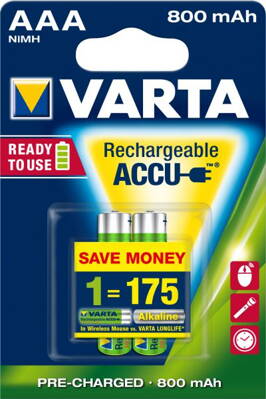 Nabíjecí baterie 800mAh Ready2Use Accu AAA 1,2V Varta - cena za 2ks 