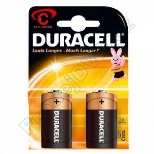 Alkalické baterie Duracell Plus Power R14 1,5V 2ks - malý monočlánek - cena za 1ks baterie