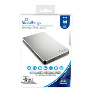  Externí pevný disk HDD, Mediarange, 2.5", USB 3.0, 2TB, 2000GB, stříbrný MR997