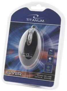 Optická myš TITANUM ELVER TM112K 1000 DPI, USB, černá, navíjecí kabel