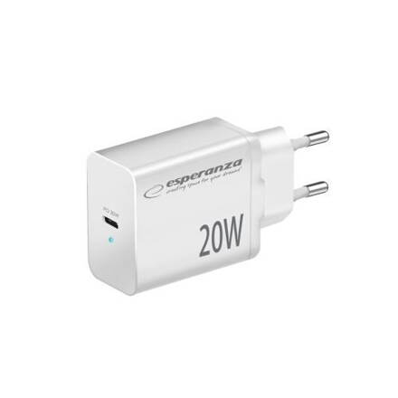 Síťová nabíječka EZC104K Esperanza 20W usb-c bílá