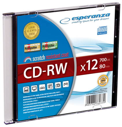 CD-RW ESPERANZA slim box 700MB 12x