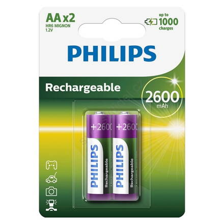 2600mAh AA Philips 1,2V NiMH - 2-pack