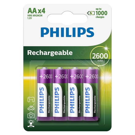 2600mAh AA Philips 1,2V NiMH - 4-pack