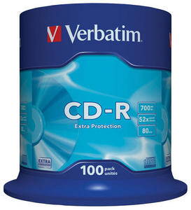 CD-R Verbatim DL 700MB 52x Extra Protection 100-cake 43411